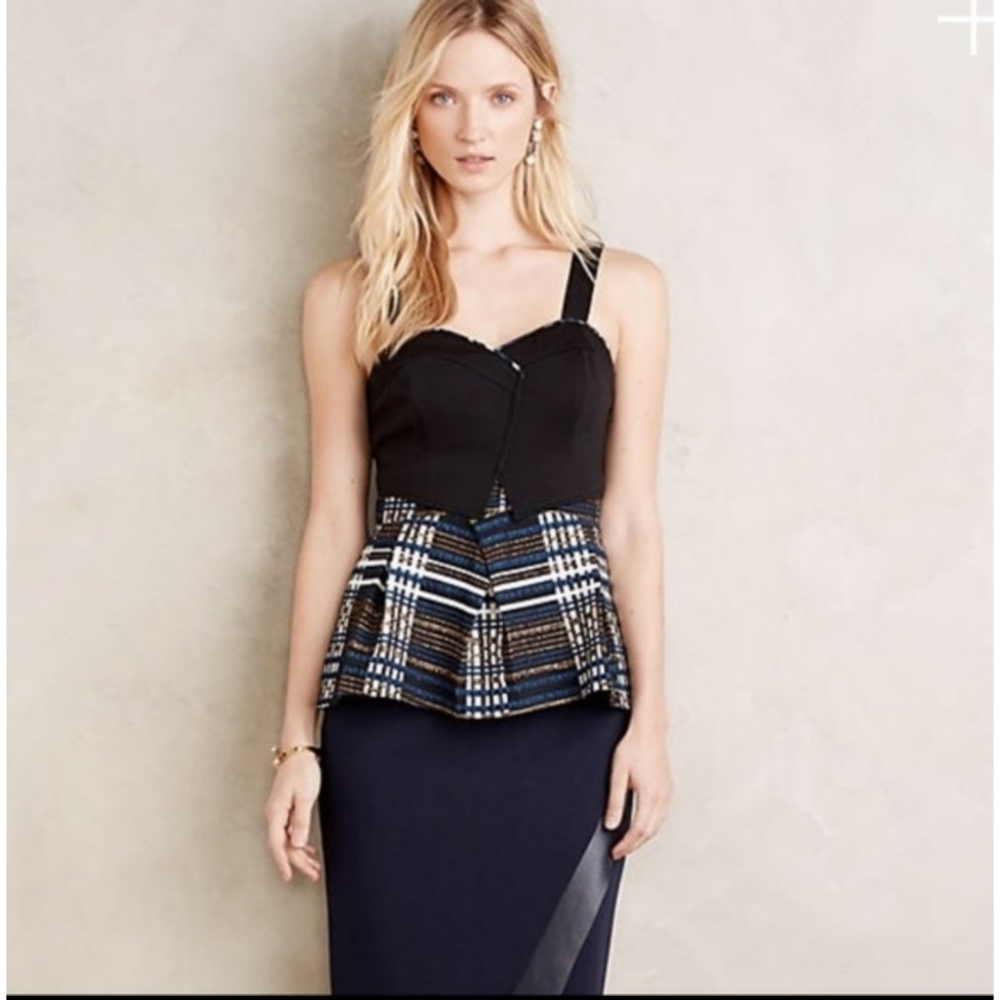 Deletta Anthropologie Nathalie Peplum Top